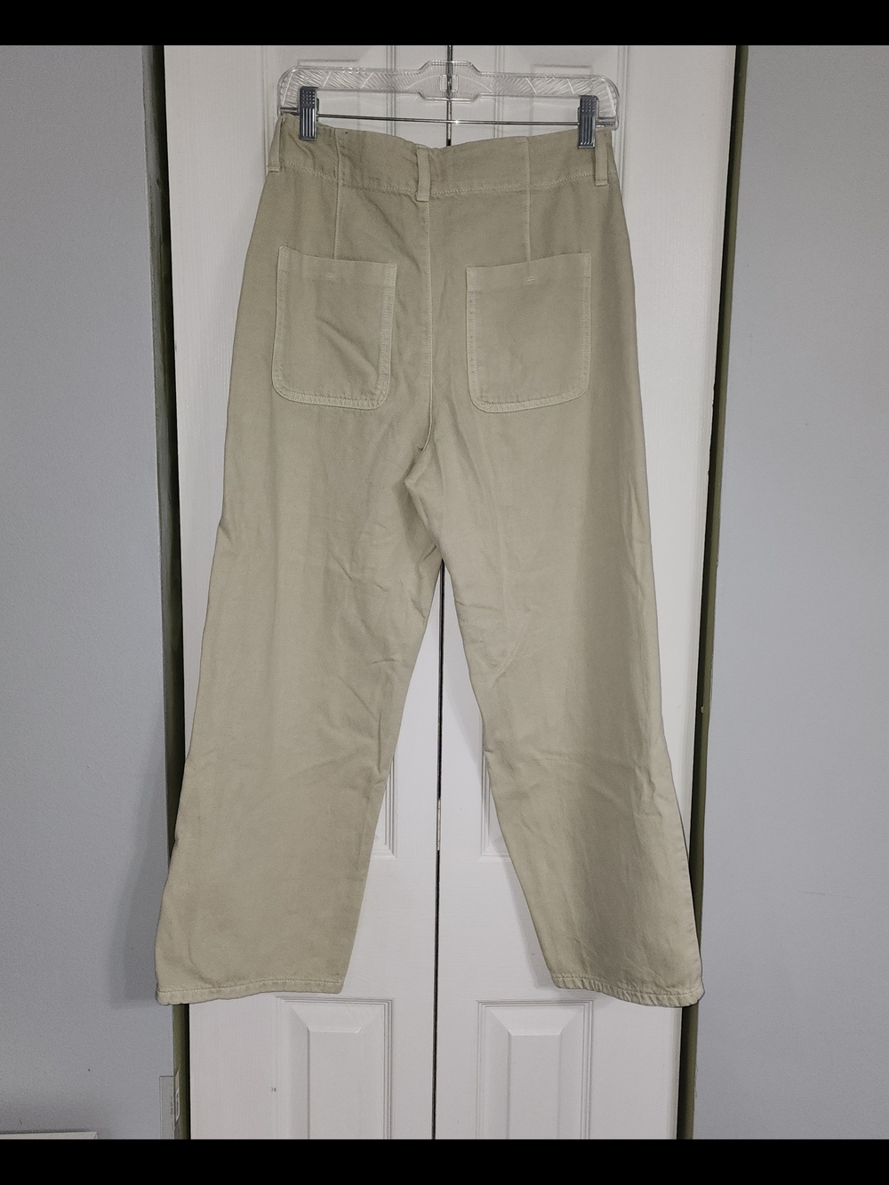 Zara Wide Leg Button-Front Jeans in Light Beige - Picture 2 of 7